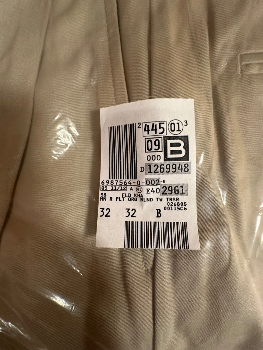 Land's End W38, beige trousers